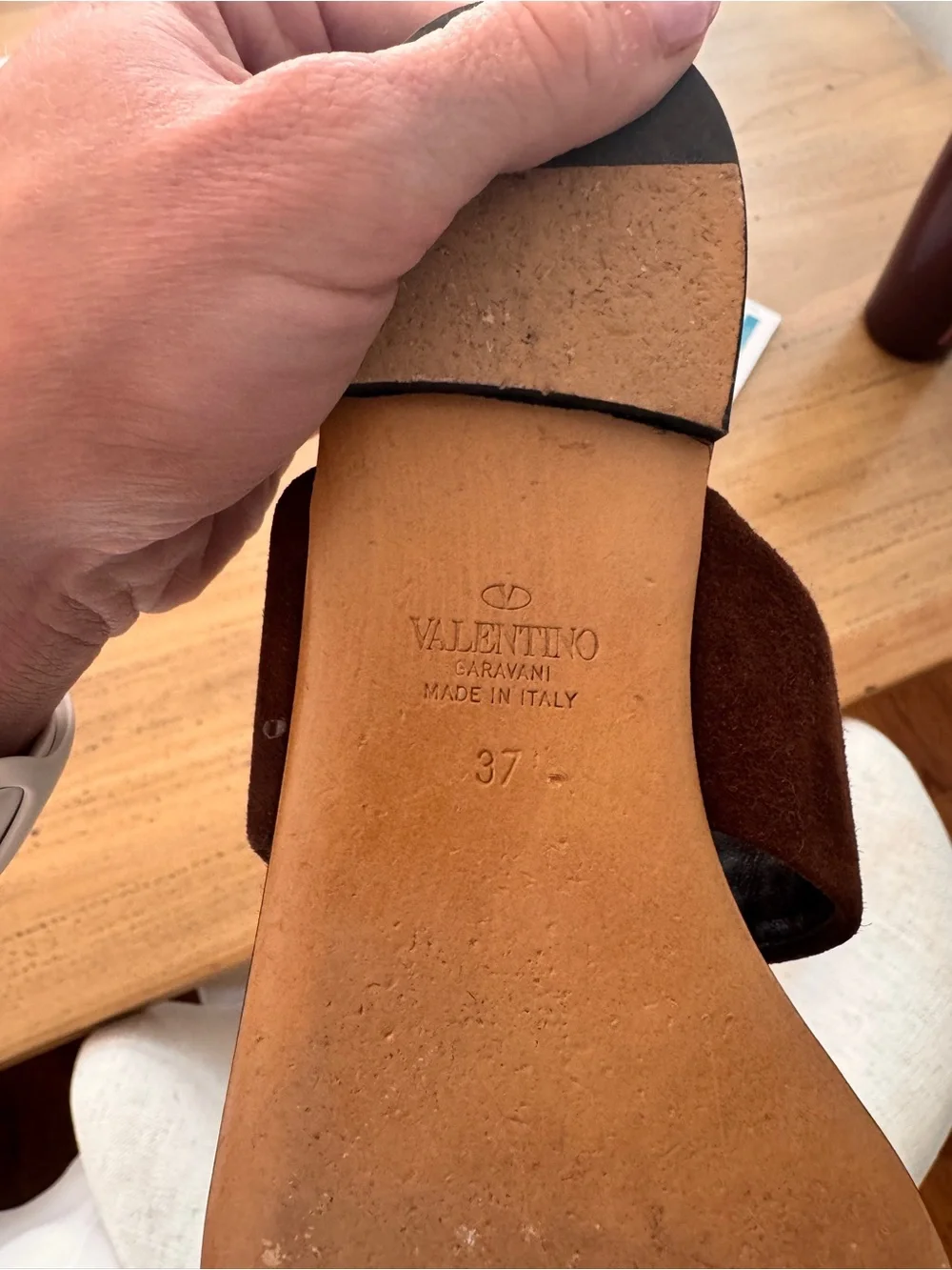 Valentino brown suede rockstud sandal